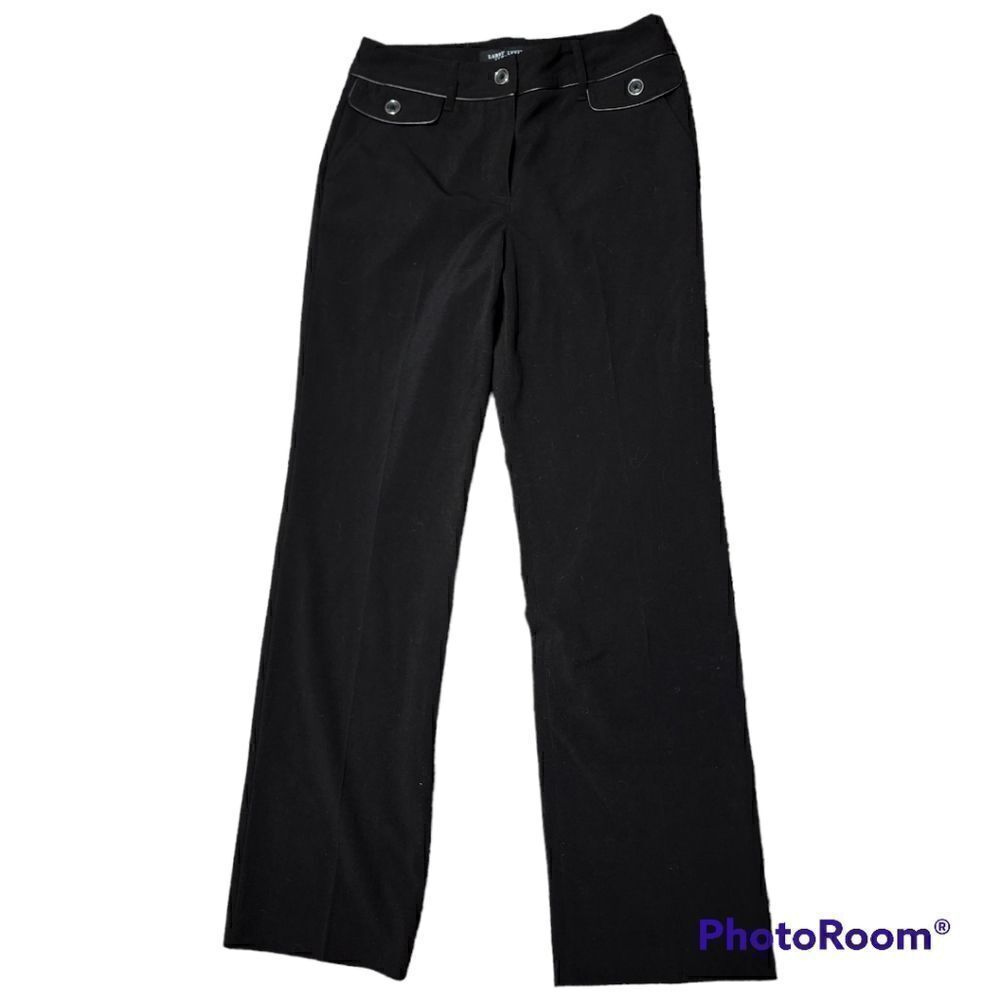 LARRY Levine WIDE Leg STRETCH Black Career Pants Work Trousers Slacks 6 like new